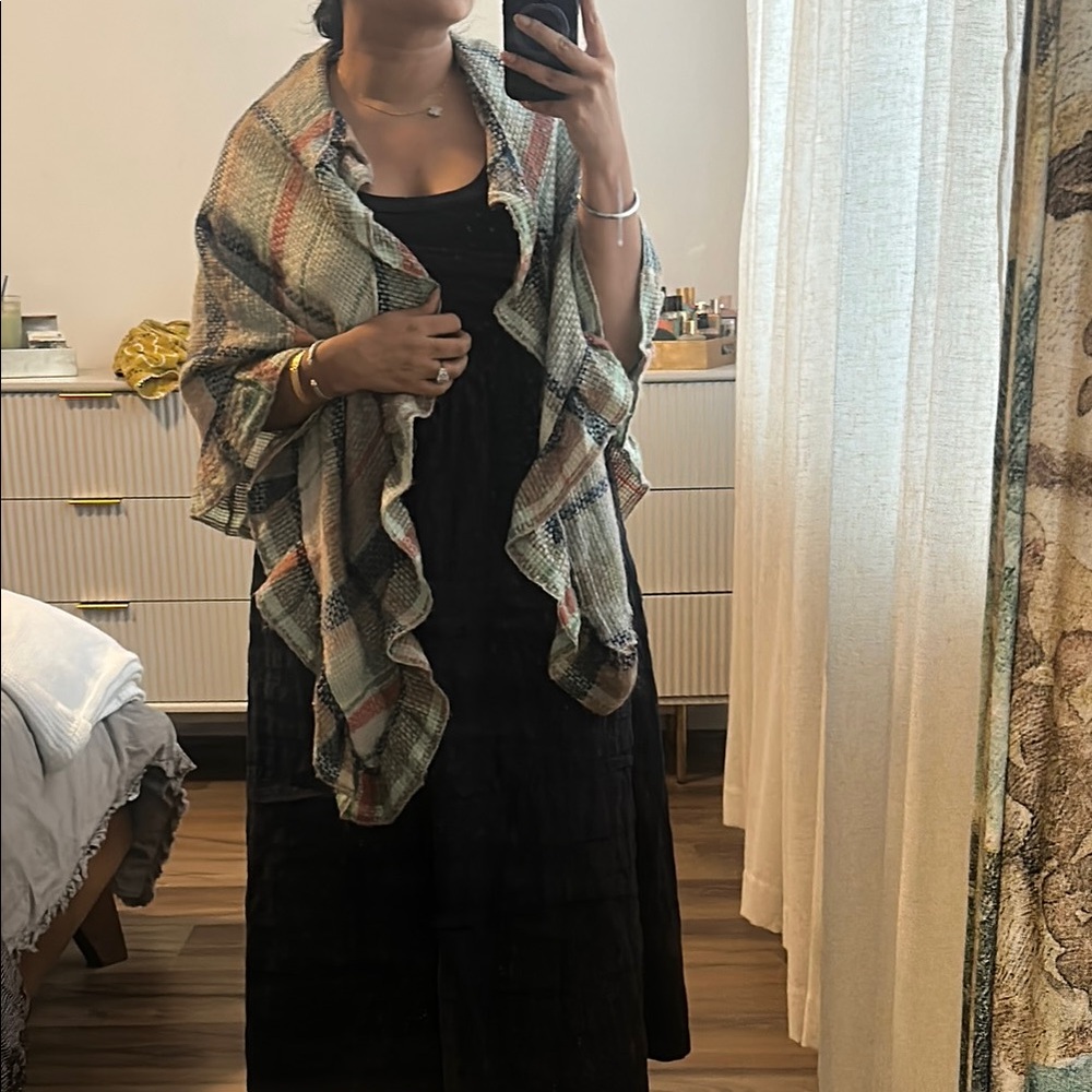 Anthropologie Plaid Ruffle Shawl